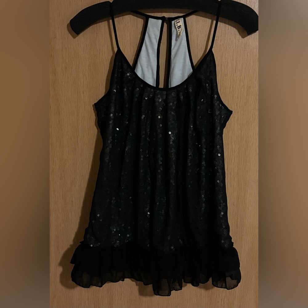 T.I.H by hype black sequin top